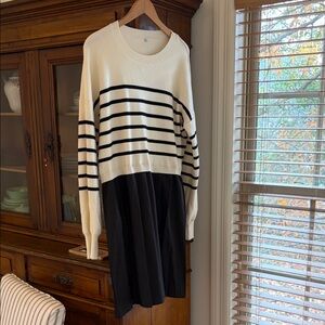 Striped Black and White Sweater Dress